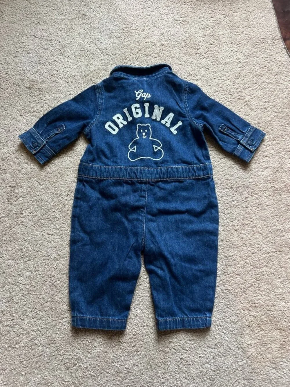NWOT Baby Gap Baby Denim Bear Logo Coveralls 3-6 Months